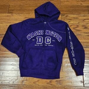 Washington DC Dark Purple Women's Full Zip Sweatshirt Hoodie - Size Small